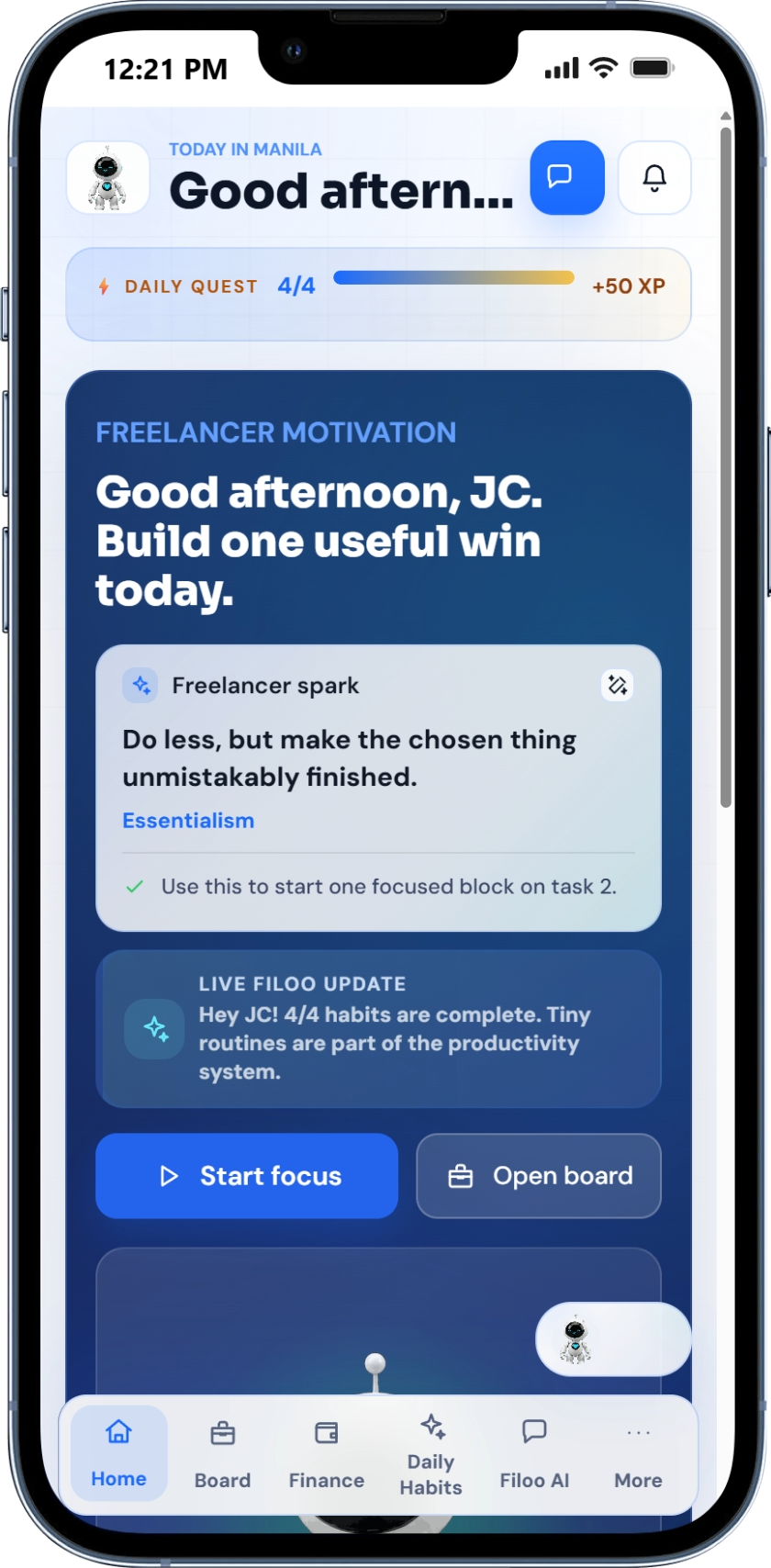 Filoo mobile app on iOS